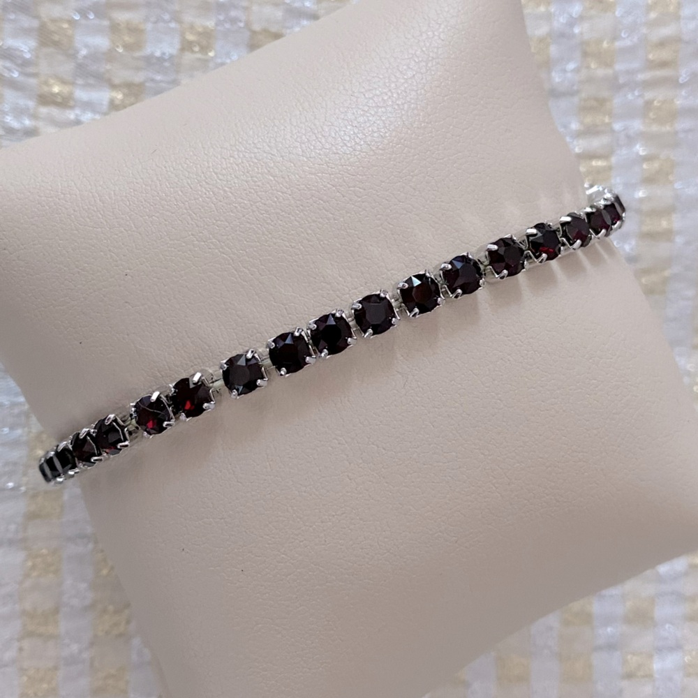 Swarovski Stretch Crystal Bracelet in Burgundy Red